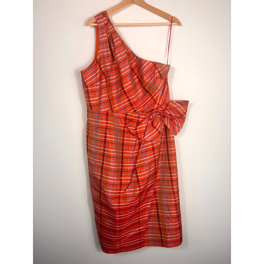 🔥 J.Crew NWT One-Shoulder Plaid Cocktail Dress | Size 16 | Autumn Wedding Guest